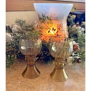 German Roemer Cordial Wine Glasses Set of 2 Amber Green Color Multiple Sets Avai